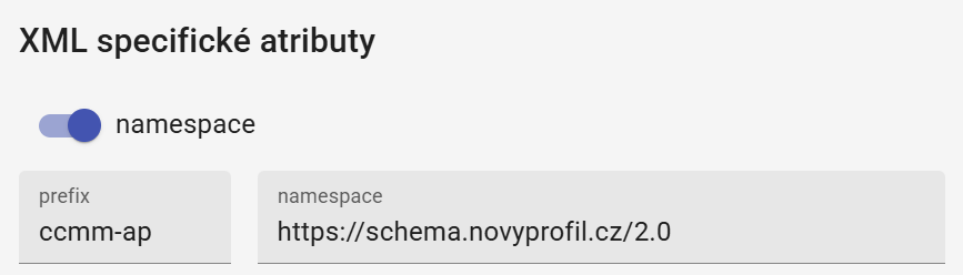Namespace profilu datové struktury