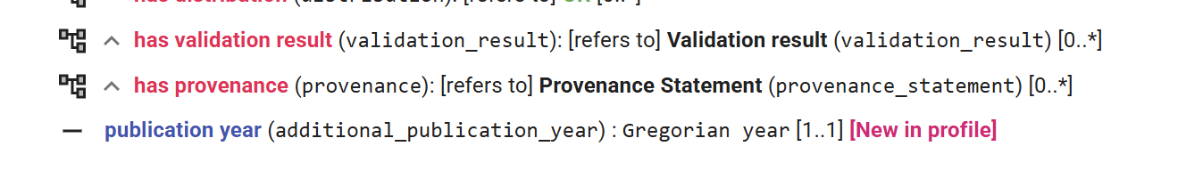 New item in a data structure profile