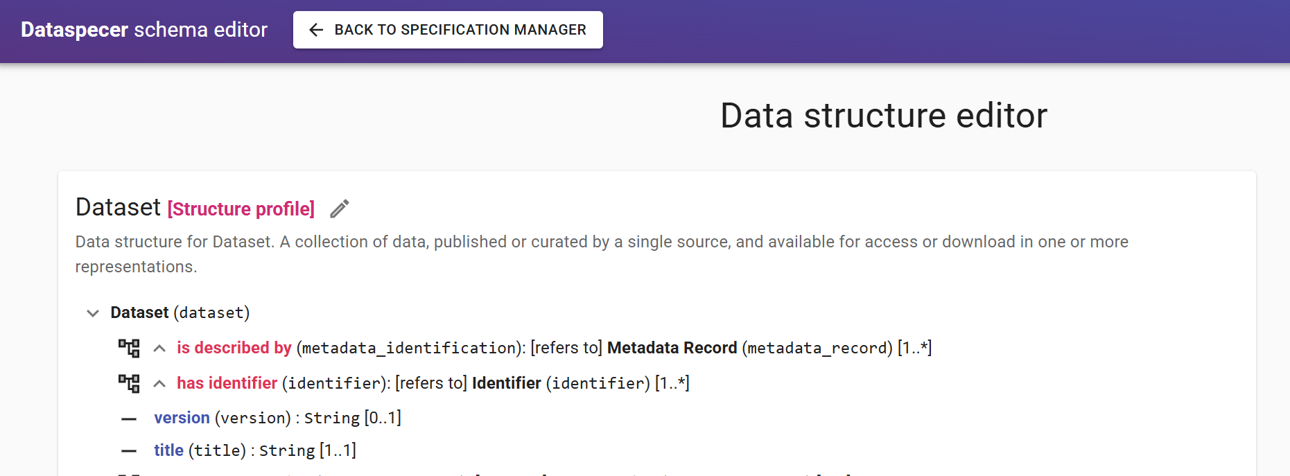Data structure profile