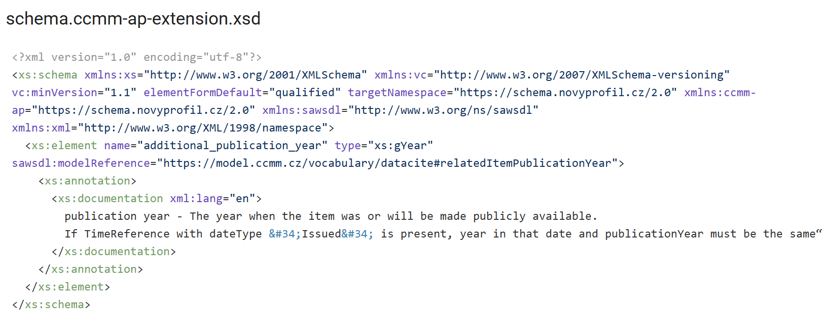 XSD rozšíření profilu datové struktury